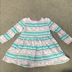 Gymboree Pastel Purple & Blue Stripped Polar Bear Winter Long Sleeve Dress | 3T